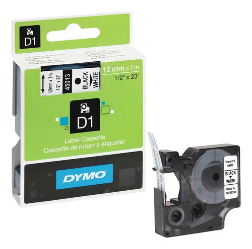 Cinta De Poliéster Dymo45013, Color Negro Sobre Blanco