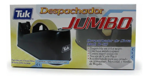 Despachador De Cinta Tuk D-50 Jumbo Color Negro 12mmx25m /v