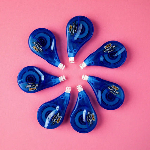 Cinta Correctora Blanca 12 M X 4.2 Mm Bic Con Cuerpo Azul 6 Piezas
