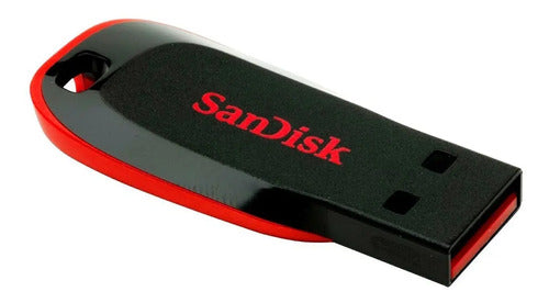 Memoria Usb Sandisk Cruzer Blade Cz50, 64gb, Usb-a 2.0 Negro/rojo Liso