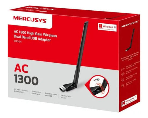 Mercusys Adaptador De Red Usb Ma30h, Inalámbrico Wlan, 1300