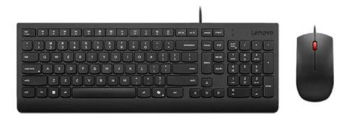 Kit De Teclado Mouse Lenovo Con Cable Lenovo Essential Negro Negro