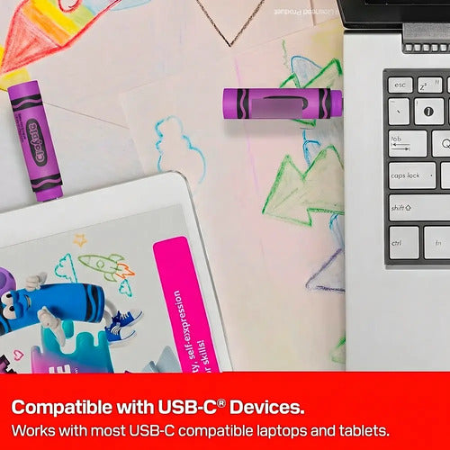 Memoria Portátil Sandisk Crayola Usb-c De 256 Gb, Violeta Y Violeta