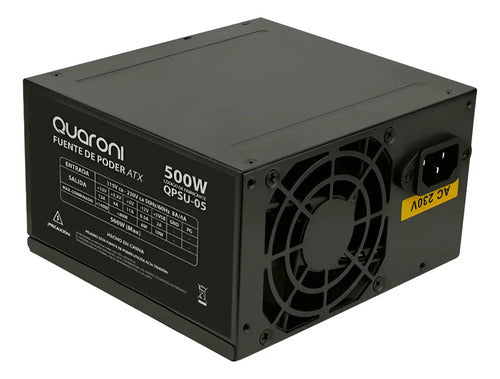 Quaroni Fuente De Poder Psu 500 Watts, Atx, 24 Pines, 2 Negro