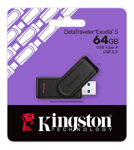 Kingston Usb Datatraveler Exodia S 64 Gb Usb-a 3.2 Gen 1 Negro