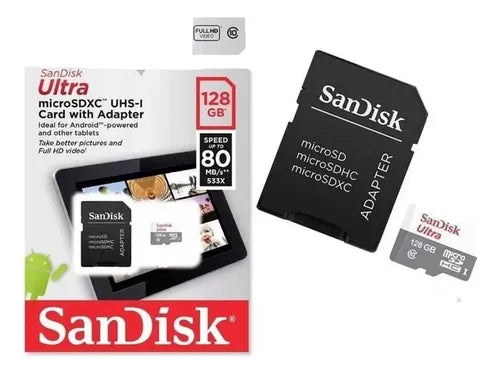 Tarjeta De Memoria Sandisk Sdsquns-128g-gn6ta Ultra Con Adaptador Sd 128gb