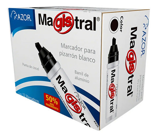 Marcador Azor Barril Aluminio 12 Pzas Tinta Azul Azul