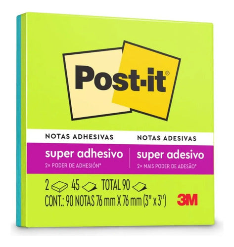Notas Adhesivas 3m Post It 3x3 Style 90 Notas Azul Y Lima Lima Y Azul
