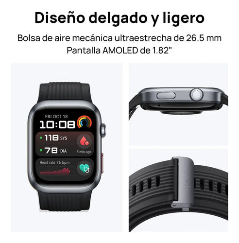 Huawei Watch D2, Pantalla Tactil 1.82 Amoled Negro Negro Fluoroelastómero