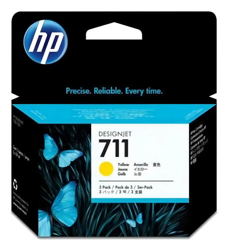 Tinta Hp 711 Cz136a Color Amarillo 3pack