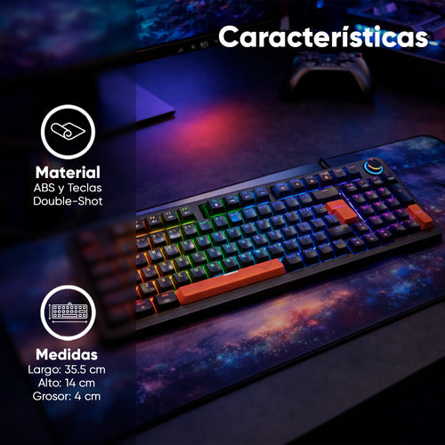 Gaming Naceb Teclado Gamer Mecánico Red Phyton Na-0972 Gris Español Latinoamérica