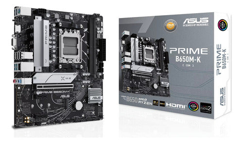 Tarjeta Madre Asus Prime B650m-k, Micro-atx Am5 128gb Ddr5 Gris
