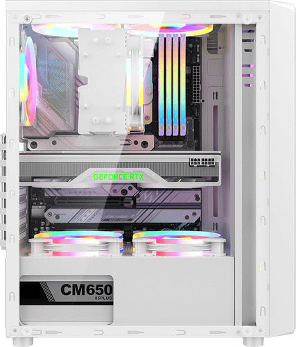 Gabinete Gamer Formula Mana Mid-tower Atx 4x120mm Blanco.