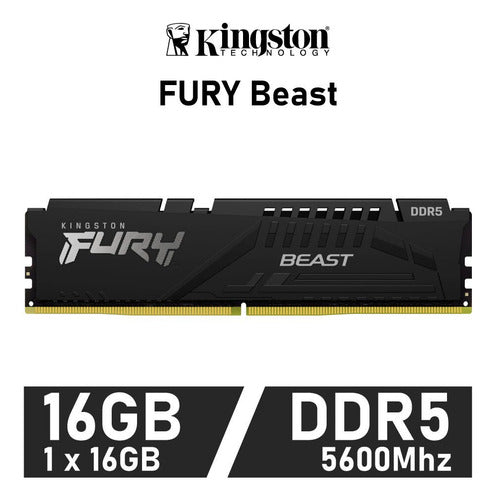 Memoria Ram Kingston Fury Beast Ddr5, 5600mhz, 16gb Xmp/expo