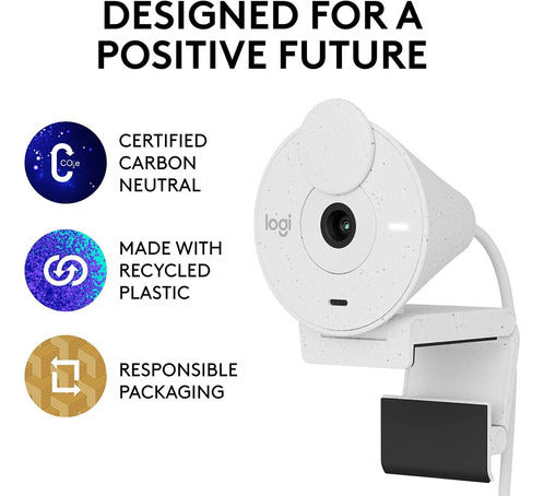 Logitech Webcam Brio 300, 2mp, 1920 X 1080 Pix Usb-c Blanco