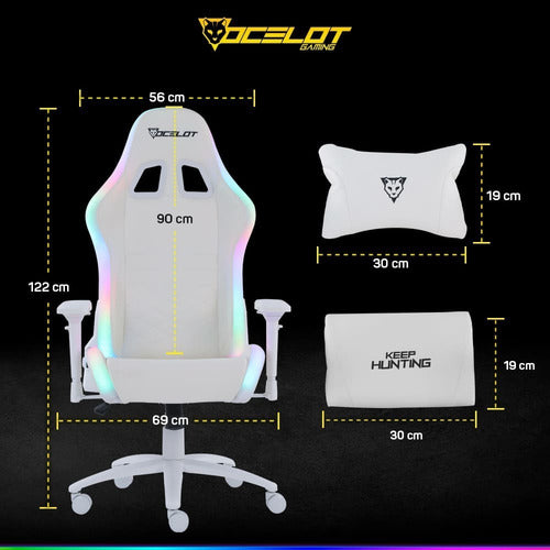 Ocelot Gaming Silla Gamer Orgb-white Thundra 150kg, Blanco