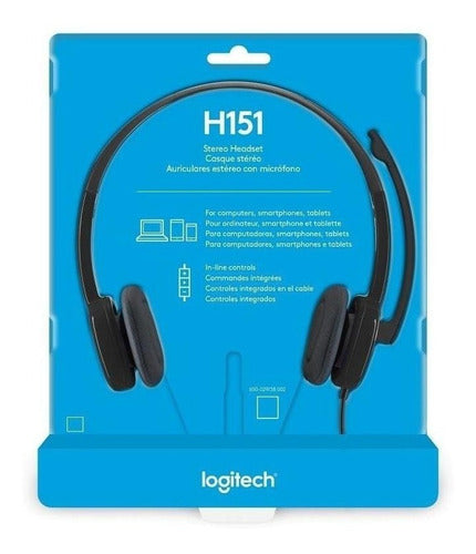 Logitech Audífonos Con Micrófono H151 Alámbrico 3.5mm Negro