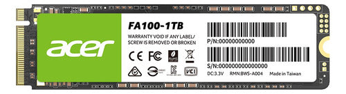Ssd Acer Fa200 Nvme, 1tb, Pci Express 4.0, M.2 Bl.9bwwa.124