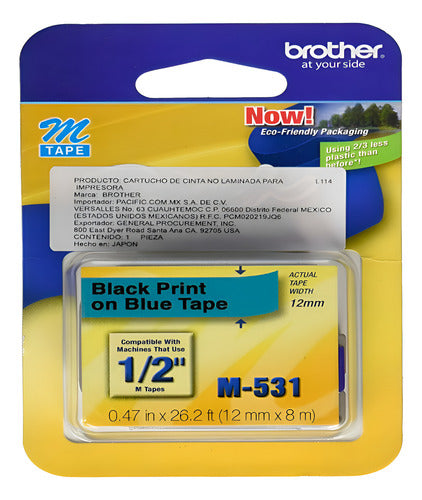 Cinta Brother M531 Negro/azul 12mm Pt85 Pt65 100/110