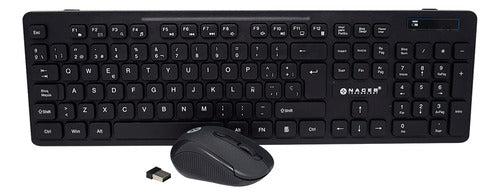 Kit De Teclado Mouse Naceb Na-0123 Inalámbrico Negro Español