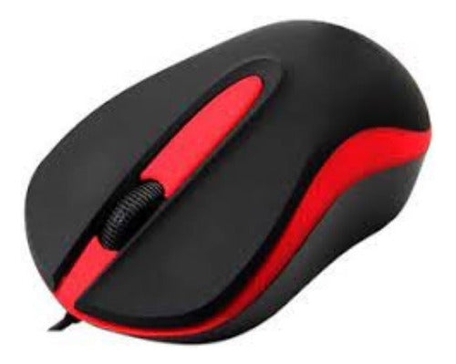Mouse Óptico Quaroni Alámbrico Color Rojo 1200 Dpi Modelo Maq01r