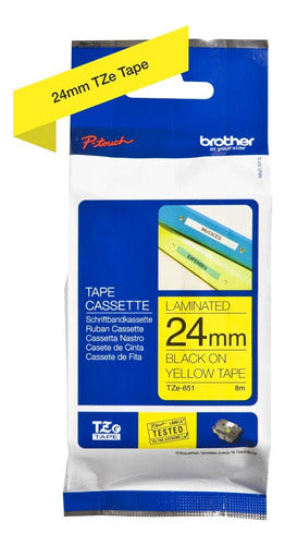 Cinta Brother Tze651 Negro Sobre Amarillo, 24mm X 8m