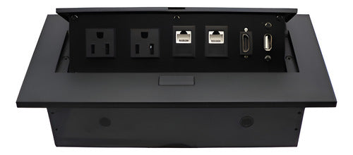 Caja De Mesa, Rj45 Cat 6, Hdmi, Usb V2.0, Nema 5-15r, Negro Negro
