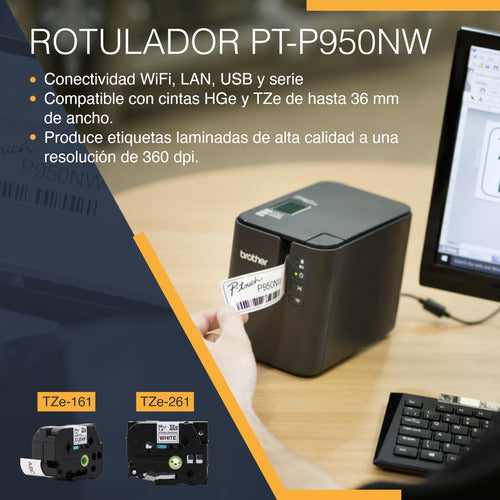 Rotulador Brother Ptp950nw Profesional Wireless Ethernnegro Negro
