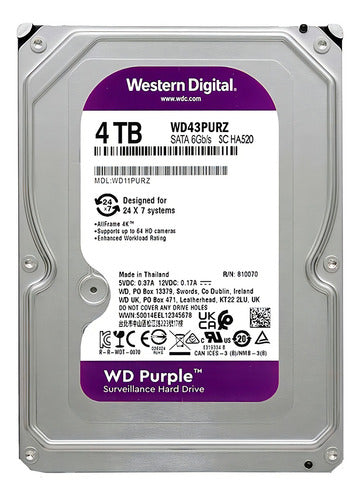 Disco Duro Wd Videovigilancia 4tb 3.5 Sata Purple Wd43purz