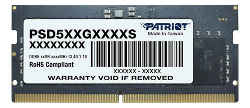 Memoria Ram Patriot Signature Ddr5, 4800mhz, 16gb, So-dimm