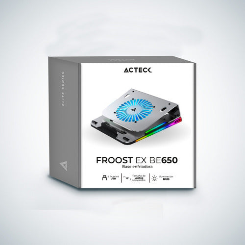 Acteck Base Enfriadora Froost Ex Be650 Rgb Laptop 16 Plata