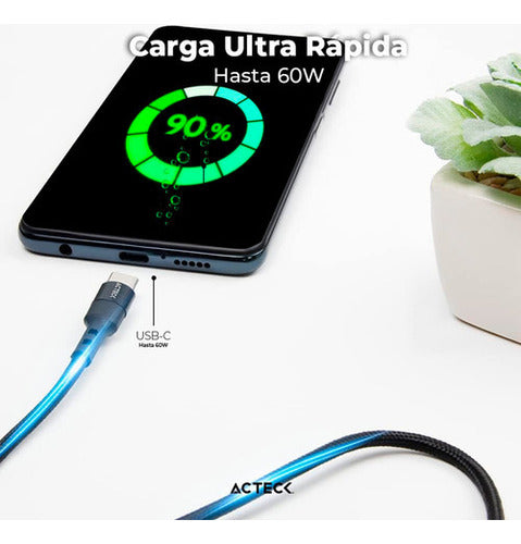 Acteck Cable Usb C Macho - Usb C Macho, 1.80 Metros, Negro