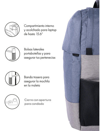 Techzone Mochila Nylon/poliéster Tz21lbp07 Laptop 15.6 Azul