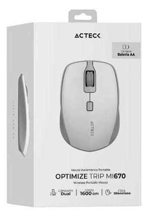 Mouse Acteck Óptico Optimize Trip Mi670, Inalámbrico Blanco