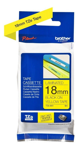 Cinta Brother Tze641 Negro Sobre Amarillo, 18mm X 8m