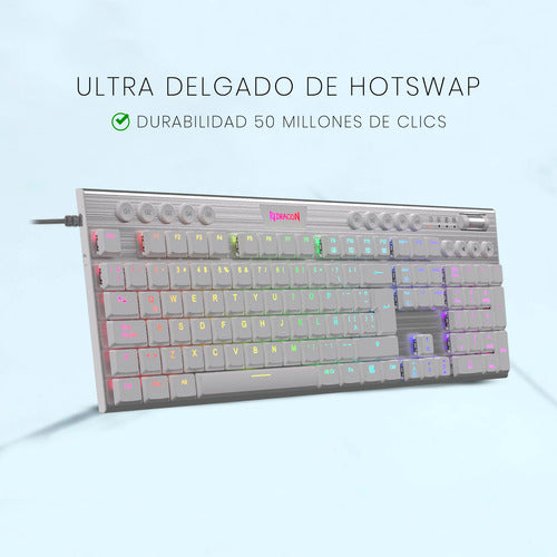 Teclado Mecánico Redragon Horus White Fs K619w-rgb Cableado