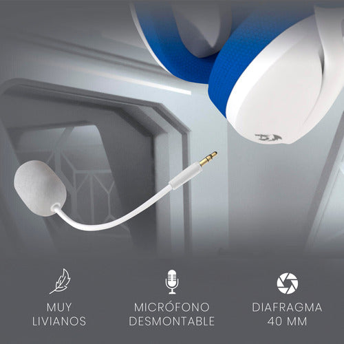 Audífonos Gamer Redragon Ire Pro H848b Bluetooth,azul/blanco