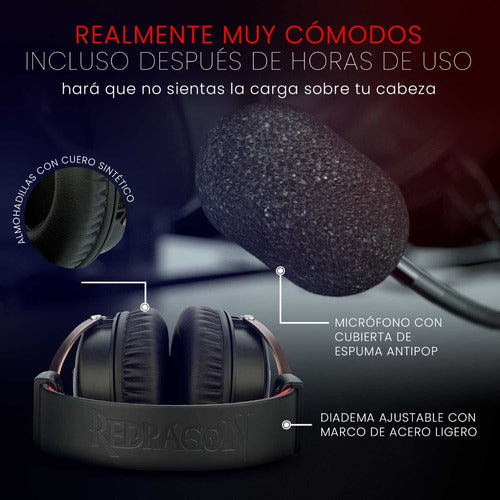 Redragon Audífonos Gamer Icon H520 Alámbrico 2m Negro/rojo