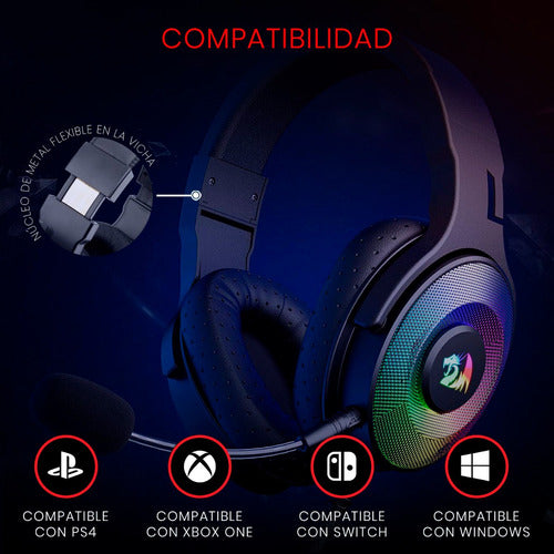Audífonos Gamer Redragon Pandora H350 Negros Rgb