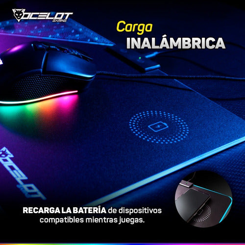 Mousepad Ocelot Gaming Ompr01 Rgb 35x25cm Grosor 5m, Negro