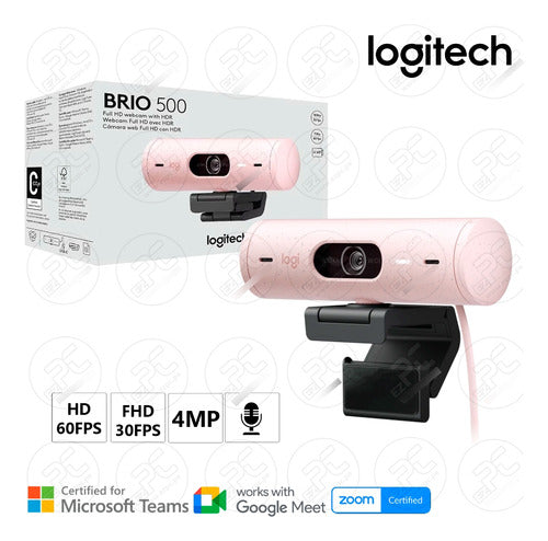 Logitech Webcam Brio 500 Con Micrófono 1920x1080 Usb-c Rosa
