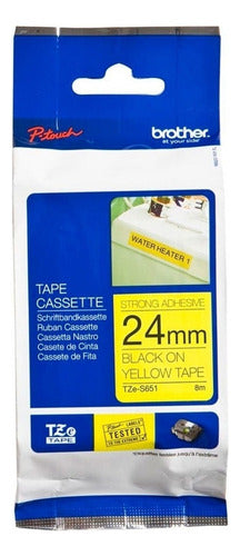 Cinta Brother Tzes651 Negro Sobre Amarillo, 24mm X 8m