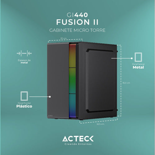 Gabinete Acteck Fusion Ii M-atx Fuente Atx500w Usb 3.0 Negro