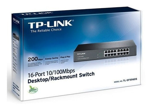 Switch Tp-link Fast Ethernet Tl-sf1016ds 100mbps 3.2gbit/s