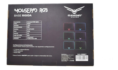 Gaming Naceb Mousepad Base Rigida Na-0927 Iluminacion Rgb 36cm X 26cm