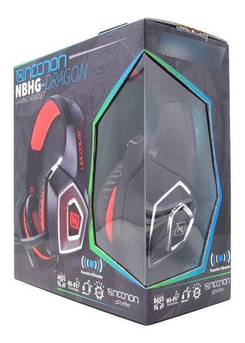 Necnon Audífonos Gamer Nbhg-dragon,alámbrico,negro/rojo