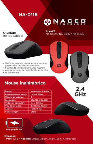 Mouse Inalambrico Rojo