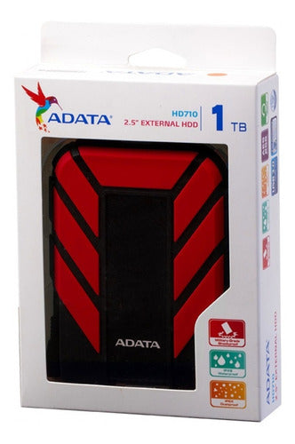 Disco Duro Externo Adata Hd710, 1000 Gb, Usb 3.1, 2.5 , Rojo