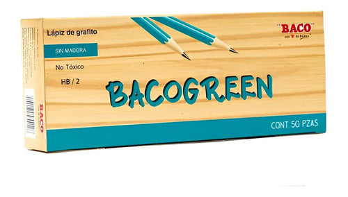 50pzs De Lapiz Baco Lp009 Color Verde De Grafito Hb/2 /vc