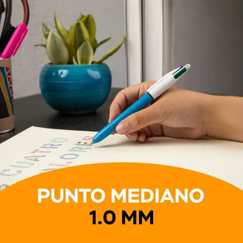 Boligrafo Bic 4 Colores Caja Con 6 Piezas Blanco Azul/rojo/negro/verde